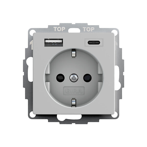 Gira Steckdose+USB Grau 2459015